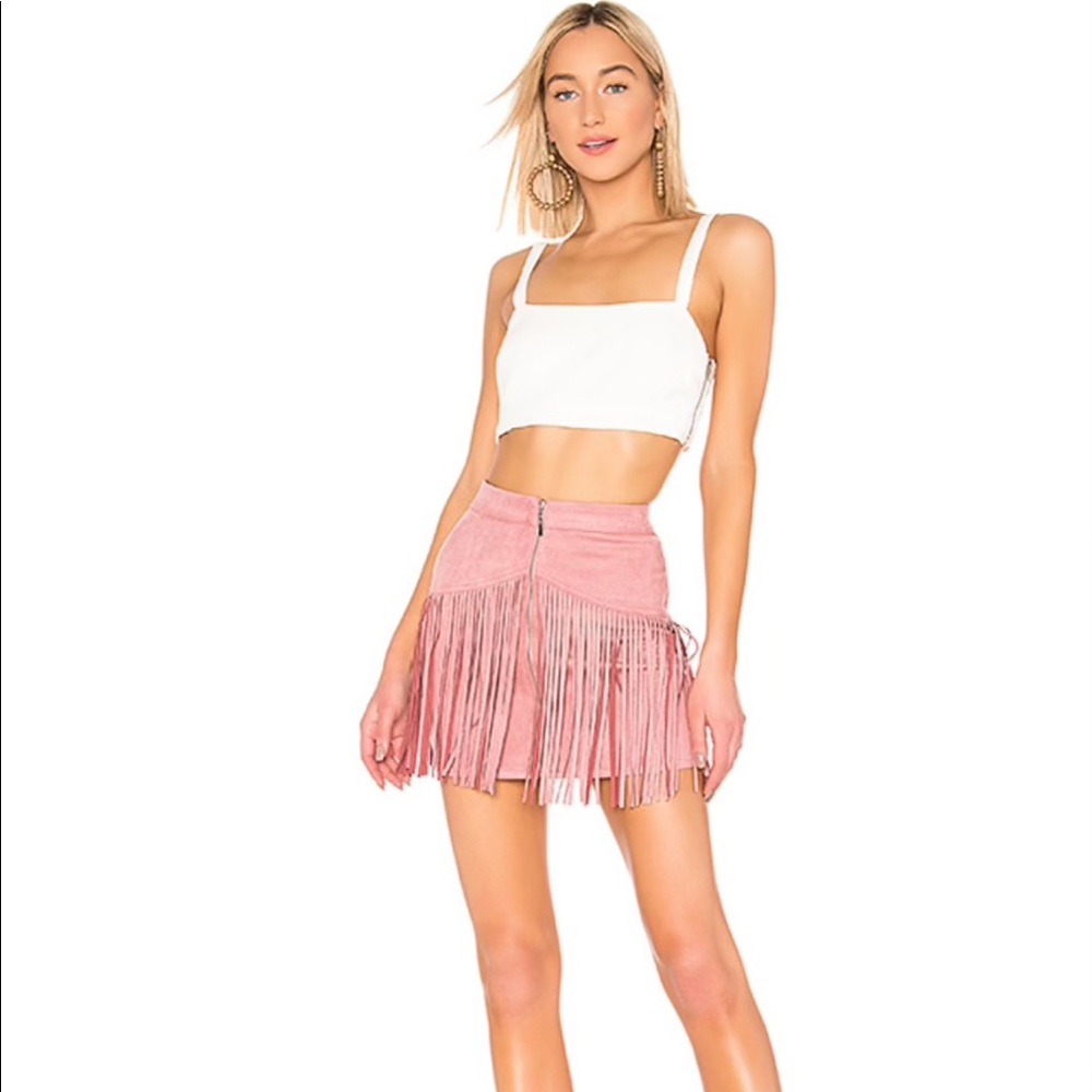 *SOLD* NBD x Naven Rylan Suede Fringe skirt XS
